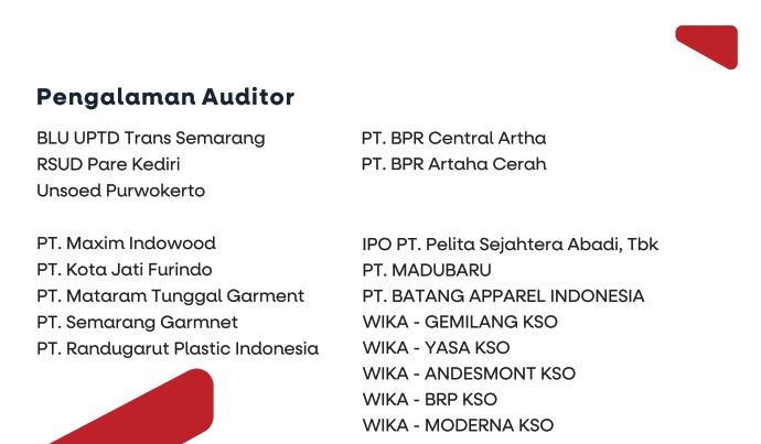 pengalaman auditor pusat